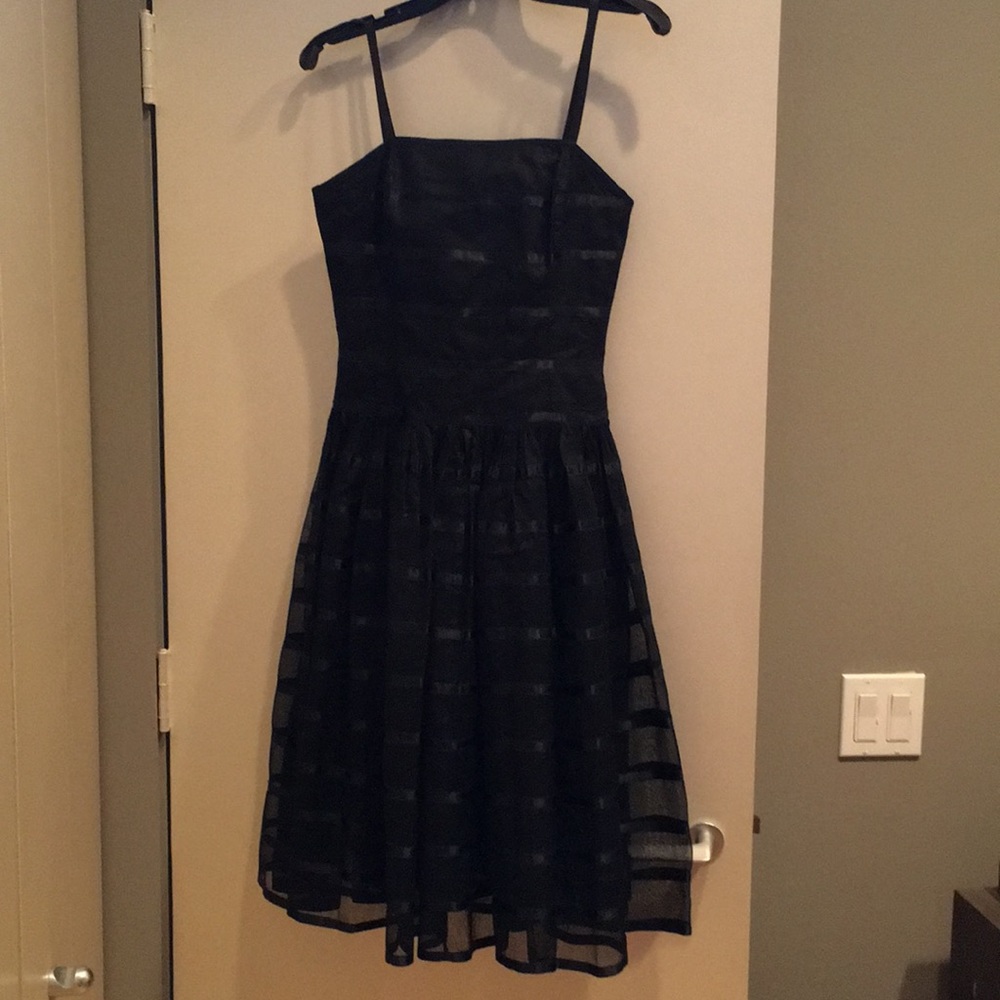 Black cotton organza/satin ribbon cocktail dress